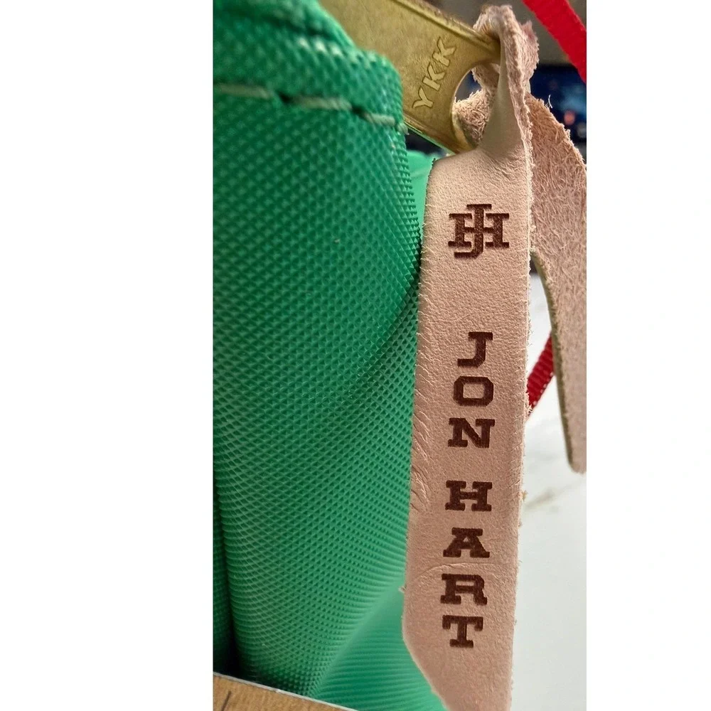 Jon Hart Grande Green Texas Leather Patch Cosmetic Bag Pouch - Picture 5 of 8